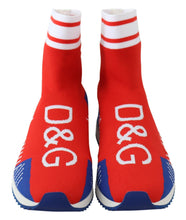 Load image into Gallery viewer, Dolce &amp; Gabbana Blue Red Sorrento Logo Sneakers Socks Shoes
