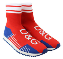 Load image into Gallery viewer, Dolce &amp; Gabbana Blue Red Sorrento Logo Sneakers Socks Shoes
