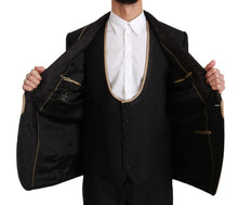 Load image into Gallery viewer, Dolce &amp; Gabbana Elegant Black Silk-Blend 3 Piece Suit
