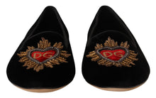 Load image into Gallery viewer, Dolce &amp; Gabbana Black DG Sacred Heart Patch Slip On Flat Shoes
