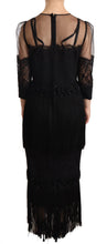 Load image into Gallery viewer, Dolce &amp; Gabbana Black Sheer Floral Lace Crystal Maxi Dress
