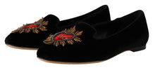 Load image into Gallery viewer, Dolce &amp; Gabbana Black DG Sacred Heart Patch Slip On Flat Shoes
