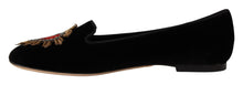 Load image into Gallery viewer, Dolce &amp; Gabbana Black DG Sacred Heart Patch Slip On Flat Shoes
