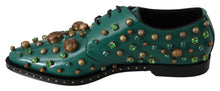 Load image into Gallery viewer, Dolce &amp; Gabbana Emerald Leather Dress Shoes with Crystal Accents
