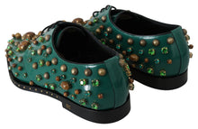 Load image into Gallery viewer, Dolce &amp; Gabbana Emerald Leather Dress Shoes with Crystal Accents
