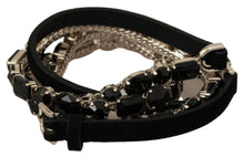 Load image into Gallery viewer, Dolce &amp; Gabbana Luxurious Black Crystal-Embellished Leather Belt
