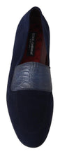 Load image into Gallery viewer, Dolce &amp; Gabbana Elegant Blue Suede Leather Loafers
