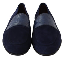 Load image into Gallery viewer, Dolce &amp; Gabbana Elegant Blue Suede Leather Loafers
