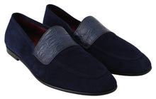 Load image into Gallery viewer, Dolce &amp; Gabbana Elegant Blue Suede Leather Loafers
