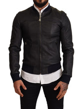 Load image into Gallery viewer, Dolce &amp; Gabbana Blue Leather Full Zip Bomber Men Jacket
