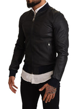 Load image into Gallery viewer, Dolce &amp; Gabbana Blue Leather Full Zip Bomber Men Jacket

