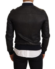 Load image into Gallery viewer, Dolce &amp; Gabbana Blue Leather Full Zip Bomber Men Jacket
