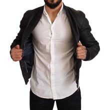 Load image into Gallery viewer, Dolce &amp; Gabbana Blue Leather Full Zip Bomber Men Jacket
