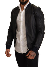 Load image into Gallery viewer, Dolce &amp; Gabbana Blue Leather Full Zip Bomber Men Jacket
