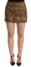 Load image into Gallery viewer, Dolce &amp; Gabbana Gold Crystal Jacquard High Waist Skirt
