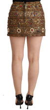 Load image into Gallery viewer, Dolce &amp; Gabbana Gold Crystal Jacquard High Waist Skirt
