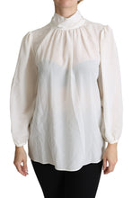 Load image into Gallery viewer, Dolce &amp; Gabbana Elegant White Silk Pussy Bow Blouse
