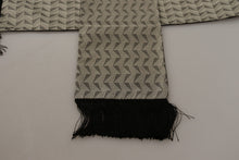 Load image into Gallery viewer, Dolce &amp; Gabbana Black Grey Geometric Patterned Shawl Fringe
