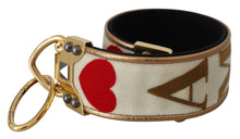 Load image into Gallery viewer, Dolce &amp; Gabbana Gold White Textile Leather AMORE Shoulder Strap
