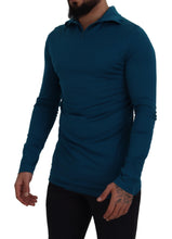 Load image into Gallery viewer, Dolce &amp; Gabbana Blue Cotton Collared Slim Pullover Sweater
