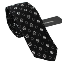 Load image into Gallery viewer, Dolce &amp; Gabbana Elegant Black Floral Silk Necktie
