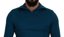Load image into Gallery viewer, Dolce &amp; Gabbana Blue Cotton Collared Slim Pullover Sweater
