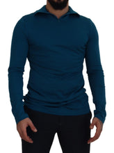 Load image into Gallery viewer, Dolce &amp; Gabbana Blue Cotton Collared Slim Pullover Sweater
