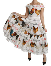 Load image into Gallery viewer, Dolce &amp; Gabbana White Rooster Sheath Midi Cotton Dress
