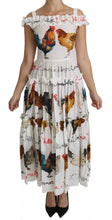 Load image into Gallery viewer, Dolce &amp; Gabbana White Rooster Sheath Midi Cotton Dress

