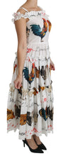 Load image into Gallery viewer, Dolce &amp; Gabbana White Rooster Sheath Midi Cotton Dress
