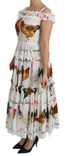 Load image into Gallery viewer, Dolce &amp; Gabbana White Rooster Sheath Midi Cotton Dress
