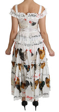 Load image into Gallery viewer, Dolce &amp; Gabbana White Rooster Sheath Midi Cotton Dress
