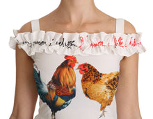 Load image into Gallery viewer, Dolce &amp; Gabbana White Rooster Sheath Midi Cotton Dress
