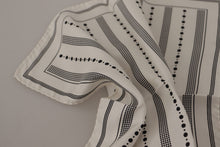Load image into Gallery viewer, Dolce &amp; Gabbana White Dotted Stripes Square Handkerchief Scarf
