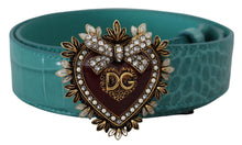 Load image into Gallery viewer, Dolce &amp; Gabbana Elegant Blue Leather Belt with Gold Buckle
