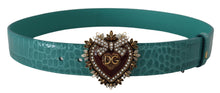 Load image into Gallery viewer, Dolce &amp; Gabbana Elegant Blue Leather Belt with Gold Buckle
