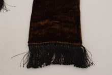 Load image into Gallery viewer, Dolce &amp; Gabbana Brown Shawl Velvet Neck Wrap Fringe Viscose Scarf
