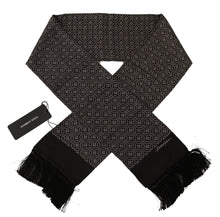 Load image into Gallery viewer, Dolce &amp; Gabbana Brown Geometric Patterned Shawl Wrap Fringe Scarf
