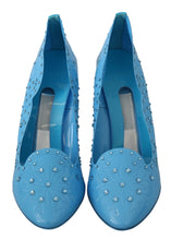 Load image into Gallery viewer, Dolce &amp; Gabbana Crystal Embellished Blue Cinderella Pumps
