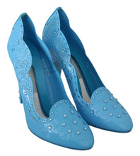 Load image into Gallery viewer, Dolce &amp; Gabbana Crystal Embellished Blue Cinderella Pumps
