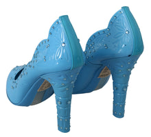 Load image into Gallery viewer, Dolce &amp; Gabbana Crystal Embellished Blue Cinderella Pumps
