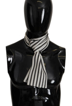 Load image into Gallery viewer, Dolce &amp; Gabbana White Black Stripes Scarf Neck Wrap Shawl Silk
