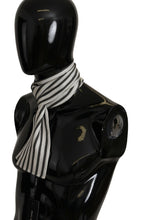Load image into Gallery viewer, Dolce &amp; Gabbana White Black Stripes Scarf Neck Wrap Shawl Silk

