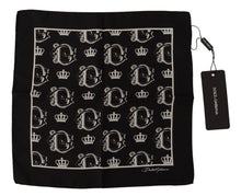 Load image into Gallery viewer, Dolce &amp; Gabbana Black DG Crown Print Square Handkerchief
