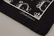 Load image into Gallery viewer, Dolce &amp; Gabbana Black DG Crown Print Square Handkerchief
