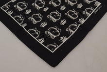 Load image into Gallery viewer, Dolce &amp; Gabbana Black DG Crown Print Square Handkerchief
