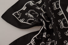 Load image into Gallery viewer, Dolce &amp; Gabbana Black DG Crown Print Square Handkerchief
