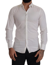 Load image into Gallery viewer, Dolce &amp; Gabbana White Stretch GOLD Slim Fit Dress Shirt
