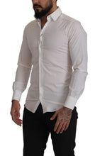 Load image into Gallery viewer, Dolce &amp; Gabbana White Stretch GOLD Slim Fit Dress Shirt
