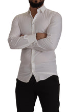 Load image into Gallery viewer, Dolce &amp; Gabbana White Stretch GOLD Slim Fit Dress Shirt
